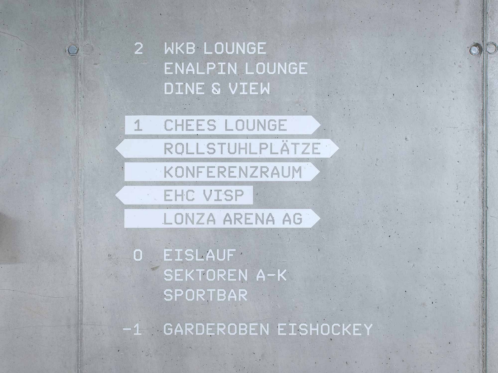 Signaletik Lonza Arena, Visp, Wegleitung