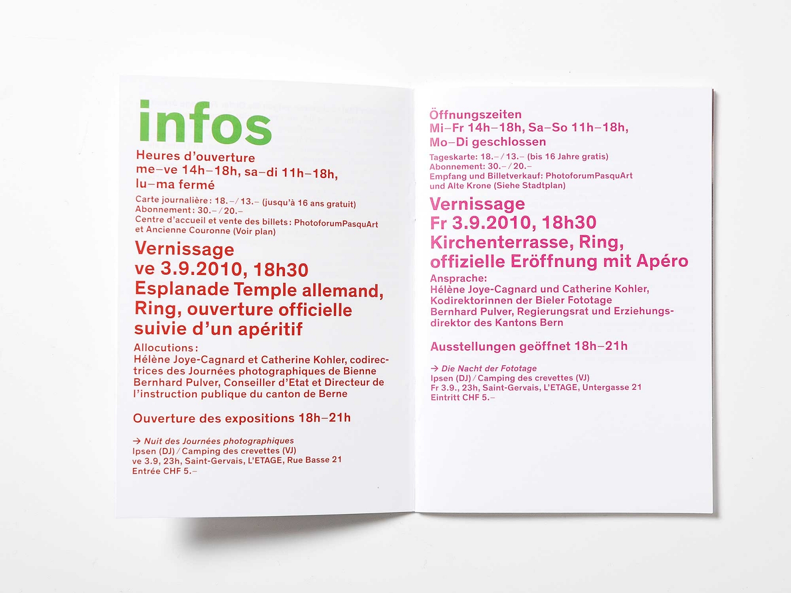 superbüro, Bieler fototage 2010, Programm