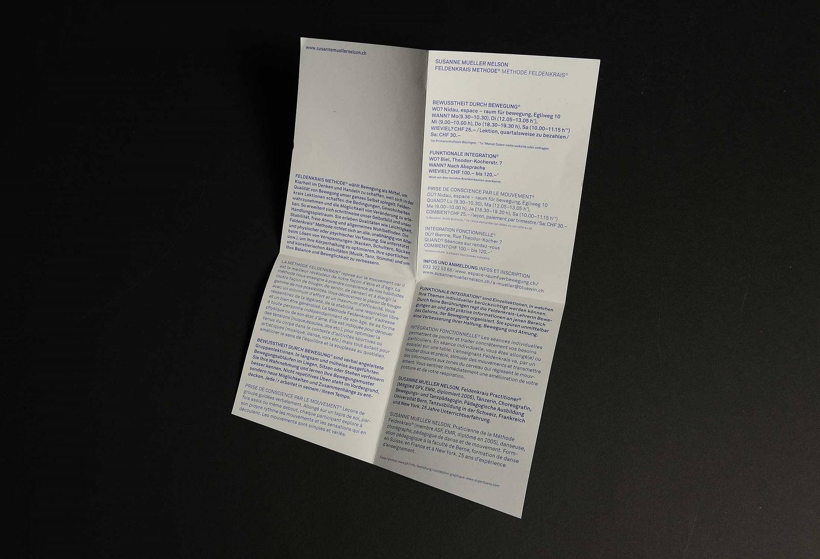 superbüro, Susanne Müller Nelson, Flyer, Feldenkrais und Tanz