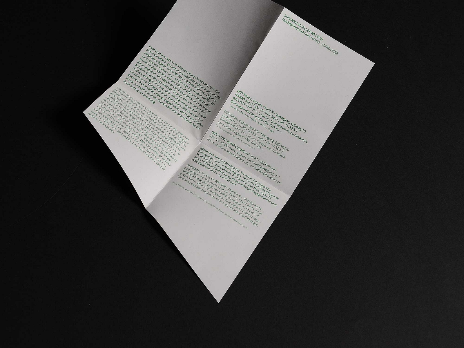 superbüro, Susanne Müller Nelson, Flyer, Feldenkrais und Tanz