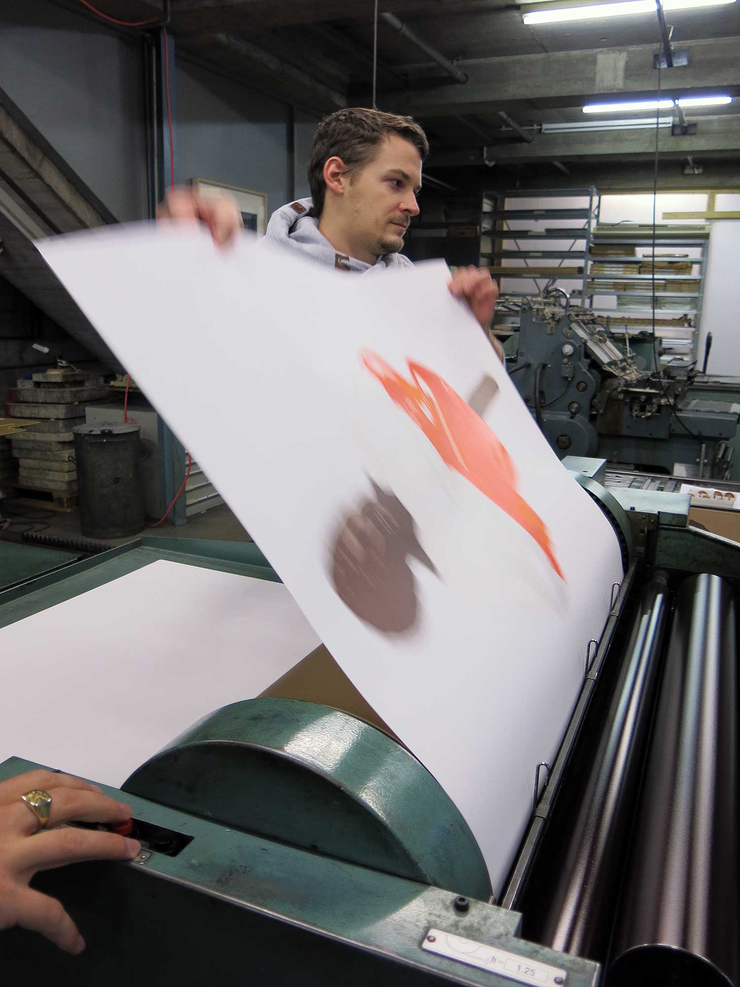 superbüro, superbüro, Printing at Officina Helvetica Rocket, Linolschnitt